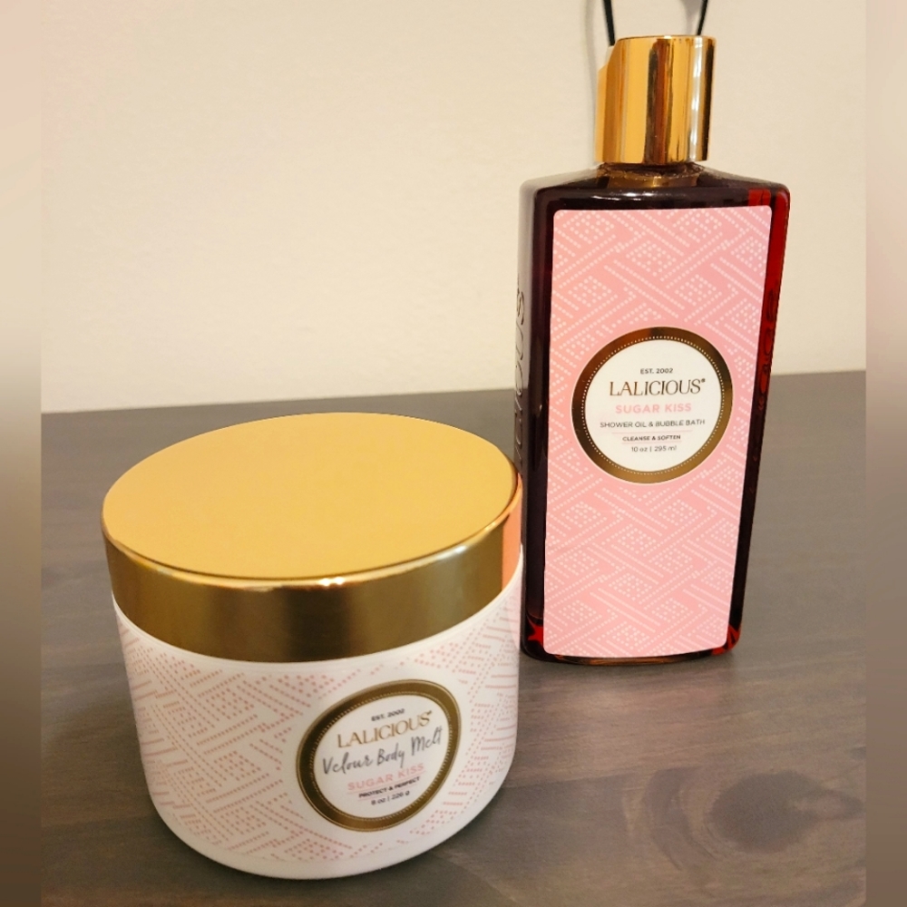 Lalicious sugar kiss shower oil and buvvle bath plus free gift